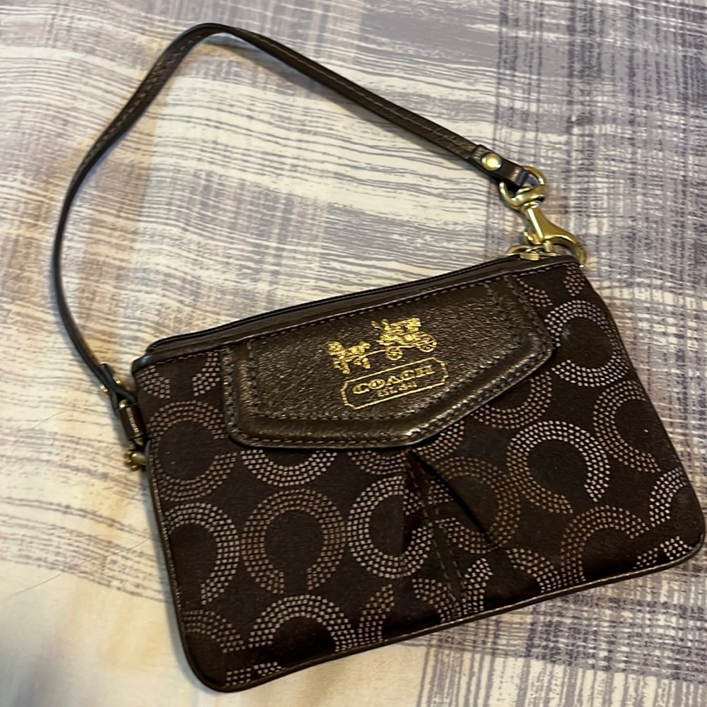 Coach mini clutch in brown colour